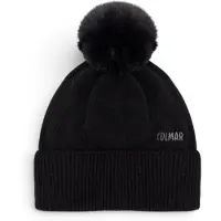 Colmar pour femme. 48000001E-1JO Bonnet doublé en tissu polaire avec pompon noir (OSFA), Casuel, Acrylique