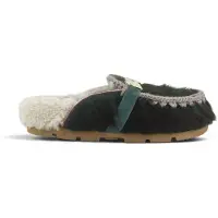 Mou pour femme. MU.FW431000D Chaussons en cuir Winter Bio Slide Long Hair Ponyskin vert (40), Plat, Aucun, Homewear