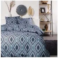 TODAY Ensemble de Housse de Couette Luxueux Bleu TODAY Romb 220 x 240 cm - 3 Pièces