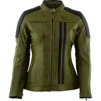 Rusty Stitches Alice, veste en cuir pour femmes ,Vert Foncé/Noir ,38