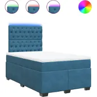 vidaXL Lit boxspring avec matelas bleu 120x200 cm velours