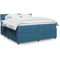 vidaXL Lit boxspring avec matelas bleu 200x200 cm velours