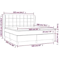 vidaXL Lit boxspring avec matelas gris clair 160x200 cm velours
