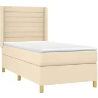 vidaXL Lit boxspring avec matelas Crème 100x200 cm Tissu