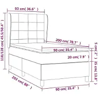 vidaXL Lit boxspring avec matelas gris foncé 90x200 cm velours