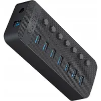 ORICO 7 x PORT USB-A 3.0 HUB 5Gbps 12V 2A 24W USB-A USB-B CABLE
