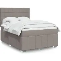 vidaXL Lit boxspring avec matelas Taupe 140x190 cm Tissu