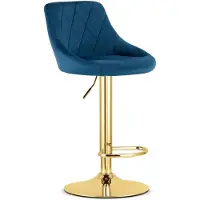 Leobert Tabouret De Bar - - Kast - Velours Bleu Marine/Base Dorée