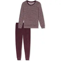 Schiesser Pyjama ' Casual Essentials ' crème / brun foncé / bordeaux / rouge rouille