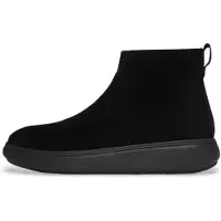FitFlop pour femme. E35-090 iQ-COMFF BOTTINES EN DAIM AVEC ZIP (36), Noir, Plat, Cuir, Fermeture éclair, Casuel