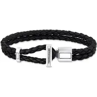 Thomas Sabo Bracelet 'Armband Doppelt Geflochtenes Leder Schwarz' noir