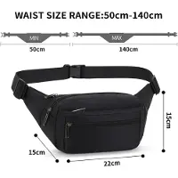 Unyqoos Poche de ceinture étanche en nylon – Unie, 4 compartiments zippés, sangle réglable de 50 à 140 cm, poche de sécurité dissimulée, idéale pour les activités de plein air et les voyages