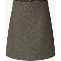 Selected Laine Mélangée Mini-jupe Femme Marron 38