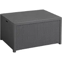 Allibert Arica Storebox Table avec fonction coffre à coussins en rotin, anthracite