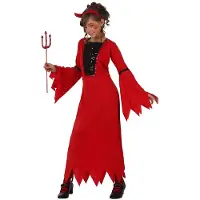 Atosa Costume De Fille Enfant Démon Avec Robe Et Cornes