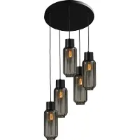 Masterlight Lampe à suspension Lett ll Verre fumé à 5 lumières