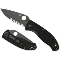 Spyderco Couteau pliant Tenacious, noir, lame à dents