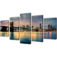 vidaXL Set de toiles murales imprimées Pont de Brooklin vu de la rivière