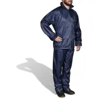 vidaXL Vêtements de pluie bleus pour hommes 2 pièces avec capuche taille L