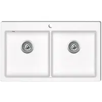 vidaXL Évier en granit double évier blanc