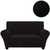 vidaXL Housse extensible de canapé Noir Jersey de polyester