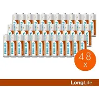 Philips Piles Aa R6l12w - Pack Économique 48 Piles - Technologie Du Chlorure De Zinc - 3 Ans De Conservation - 1,5v