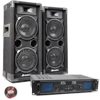 Max Enceintes DJ - Installation sonore DJ 700W avec deux enceintes Max26 et un amplificateur SPL700 (Actif), Haut-parleur PA, Noir