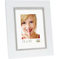 Deknudt Cadre photo en blanc avec bordure argentée 15x15 S41NK1