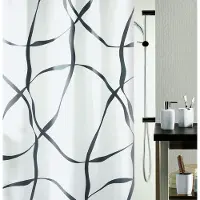 Spirella Rideau de douche - 180 x 200 cm - Noir et Blanc - Polyester - Ribbon