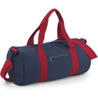 Bagbase Sac de voyage toile - 20 L - Varsity Barrel Bag - BG140 - bleu marine et rouge
