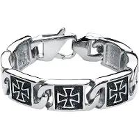 EtNox hard and heavy Bracelet de - Iron Cross - pour Homme - couleur argent - Taille Standard