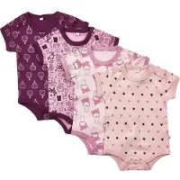 Pippi Baby Pippi Bodies m/c - 4 Pack - Rose/Violet av. Motif - - 68 - Body M/C