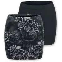 Black premium by emp Jupe courte de - The Double Life - S - 3XL - pour Femme - noir/gris - Taille 3XL