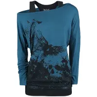 Black premium by emp T-shirt manches longues de - Busting Loose - S - 3XL - pour Femme - noir/bleu - Taille XL
