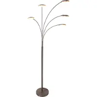 Mexlite Lampadaire Synna 1327ST - Lampe à arc LED orientable et dimmable en acier et verre, Design moderne, , avec 5 sources lumineuses (4,5W) et cordon de 235 cm