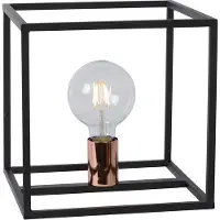 Lucide Lampe de table E27 cube en cuivre noir Arthur